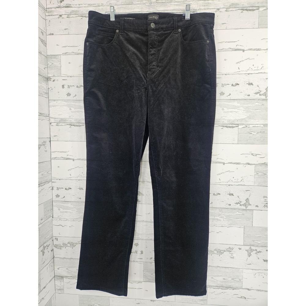 Talbots Corduroy Straight Leg Pant Black High Waist Size 16